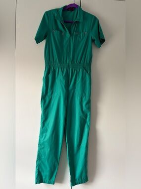 Vintage Green Short-Sleeve Utility Jumpsuit